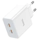 Сетевое зарядное устройство Hoco C108A Leader PD35W dual port (2USB-C) charger White - изображение 3