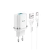Сетевое зарядное устройство Hoco C12Q Smart QC3.0 charger set (with Type-C cable) White - изображение 1
