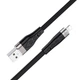 Кабель HOCO X53 USB to iP 2.4A, 1m, silicone, aluminum connectors, Black - изображение 1