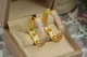 Сережки кільця Xuping Jewelry лілія веселка з камінням 3.4 см лимонне золото - зображення 1