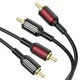 Аудіо кабель тюльпан RCA на RCA BOROFONE red і white double lotus audio cable (1,5м). Black - зображення 6