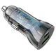 Автомобільний зарядний пристрій 30W швидка зарядка Hoco Z47A dual port PD30W + QC3.0 car charger Transparent Black - изображение 1
