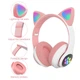Беспроводные детские MP3 наушники с кошачьими ушками Cat Ear STN-28 с подсветкой Розовые - изображение 4