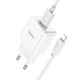 Мережевий зарядний пристрій Hoco C106A, 2.1А, USB, білий + кабель USB to Lightning - зображення 2