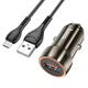Адаптер автомобильный Hoco Micro USB Cable Blue shield single port Car charger Z46 1USB, 18W/3A, QC| grey - изображение 2