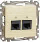 Компютерная розетка двойная разъем RJ45 5е UTP Schneider Electric Sedna Design Береза Искусственное дерево (SDD180452) - изображение 1