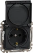 Розетка с заземлением со шторками и с крышкой IP44 Schneider Electric Sedna Design Черный (SDD214024) - изображение 1