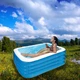 Надувной бассейн детский VelaSport Basin Компактный 150х110х75см. с 4 отдельными камерами Ультрапрочный с отливом воды и Ручным насосом Сине-белый - изображение 7