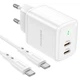 Сетевое зарядное устройство Borofone BN9 Reacher 2Type-C, QC/PD, 35W, 3A адаптер с Type-C кабелем 1m Белый - изображение 5