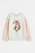 Свитшот пайэтки серо-персиковый Пони Эдинорог H&M 134-140см (400091369) - изображение 3