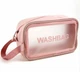 Косметичка водонепроникна органайзер рожева з еко-шкіри Washbag 20х12х 6,5 см сумка для косметики з ручкою - зображення 1