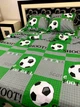 Постельное белье хлопковое Футбол Полуторное 150 x 220 Бязь Зеленое с серым 50 х 70 - изображение 3