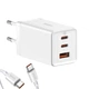 Мережевий зарядний пристрій Baseus 65W Quick Charge GaN2 Pro QC4.0+PD3.0 1USB+2Type-C 5A + кабель Baseus Type-C to Type-C 100W 20V/5A 1м (CCGP120202) White - зображення 12