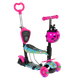 Трехколесный самокат со светящимися колесами и родительской ручкой 5 в 1 Best Scooter Розовый с голубым - изображение 1