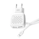 Сетевое зарядное устройство (адаптер) XO L51 2USB / 2.1А + Lightning white - изображение 1
