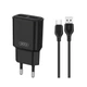 Мережевий зарядний пристрій XO 2в1 адаптер USB 2 порти 2.4A чорний (661769) - зображення 1
