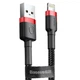 USB кабель для iPhone з роз'ємом Lightning BASEUS Cafule (2.4A, 0,5m). Black-Red - зображення 1