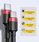 Кабель Baseus Cafule Fast Charging Type-C to Type-C 100W 100 cм (CATKLF-DL91) Red-black - изображение 5