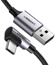 Кабель Ugreen US284 USB 2.0 to Angled USB Type-C Cable Aluminum Shell with Braided 3A 0.5 м Black (UGR-50940) - изображение 2