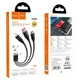 Кабель hoco. U104 Ultra, 3-в-1 для Lightning 2.4A / Micro-USB 2.0A / Type-C 6A, нейлонова обплетення, підтримка протоколів швидкого заряджання QC / FCP / AFC - зображення 1
