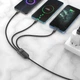 Кабель hoco. U104 Ultra, 3-в-1 для Lightning 2.4A / Micro-USB 2.0A / Type-C 6A, нейлонова обплетення, підтримка протоколів швидкого заряджання QC / FCP / AFC - зображення 2