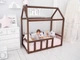Детская кровать домик Монтессори BUSY WOOD напольная с ламелями Модель 2 140х70 см темное дерево - изображение 4