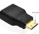 Перехідник з miniHDMI (тато) -> HDMI (мама) адаптер mini міні (618771573) Чорний - зображення 2