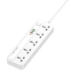 Мережевий фільтр подовжувач 5 розеток 4 USB 2 м із захистом Ldnio 2500W 10A QC 3.0 + PD + AutoID 3.4A Білий (SC5415) - зображення 3