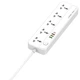 Мережевий фільтр подовжувач 5 розеток 4 USB 2 м із захистом Ldnio 2500W 10A QC 3.0 + PD + AutoID 3.4A Білий (SC5415) - зображення 5