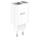 Сетевое зарядное устройство Hoco C100A PD20W+QC3.0 charger with digital display(EU) White - изображение 1