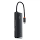 USB-хаб Baseus Lite Series 6-Port Type-C HUB Docking Station (to HDMI+USB3.0*2+Type-C Data+SD) Black - зображення 1