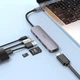 USB Хаб Hoco HB28 Type-C multi-function converter (HDMI+USB3.0+USB2.0+SD+TF+PD) Сірий - зображення 2