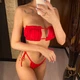 Купальник No Brand роздільний Шторки із зав'язками червоний M - зображення 4