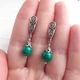Сережки Hand Made черненные с&nbsp;натуральным&nbsp;малахитом - изображение 2