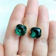 Позолоченные серьги Hand Made с кристаллами Swarovski темно-зеленого оттенка - изображение 2
