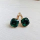 Позолоченные серьги Hand Made с кристаллами Swarovski темно-зеленого оттенка - изображение 3