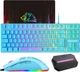 Ігрова клавіатура, Plug & Play, з адаптером/конвертером, з підсвічуванням RGB + програмована миша з роздільною здатністю 6400 точок на дюйм. Колір - Синій - зображення 1