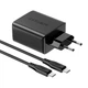 Сетевое зарядное устройство для быстрой зарядки ACEFAST A13 65W PD/QC 3.0 (2Type-C+USB) + Кабель Type-C-Type-C 1.2м Black - изображение 4
