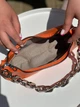 Женская классическая сумочка багет с толстой золотой цепочке оранжевый (1003-6) - изображение 7