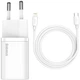 Зарядное устройство Блок и Кабель для Айфона Baseus Super Si 20W Быстрая зарядка Quick Charger Power Delivery + Кабель Type-C to Lightning 20W Белый (TZCCSUP-B02) - изображение 1