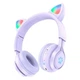 Дитячі навушники з котячими вушками RGB підсвічуванням HOCO W39 Cat Ear kids Bluetooth Фіолетові - зображення 1