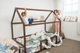 Детская кровать домик Монтессори BUSY WOOD напольная Модель 2 190х80 см темное дерево - изображение 1