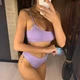 Купальник No Brand раздельный Daily трикотажный с топом и завышенной талией сиреневый (лиловый) M - изображение 4