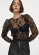 Блуза жіноча H&M чорна прозора з візеруноком (38р) 0888455 - изображение 1