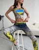 Спортивний костюм для фітнесу Dionafit з принтом Ukraine топ та лосини L(46) - зображення 7