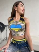 Спортивний костюм для фітнесу Dionafit з принтом Ukraine топ та лосини L(46) - зображення 8