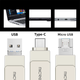Металлическая USB Флешка 3в1 256GB Type-C/MicroUSB/USB 3.0 для телефона/компьютера OTG MicroDrive Серый - изображение 5