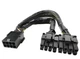 Кабель переходник в оплетке 18 AWG 20 см GPU 8 pin -> 2х GPU PCI-E (6+2) VGA на видеокарту (540106028) Черный - изображение 1