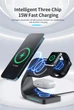 Бездротова зарядка Qi 4 в 1 VHG LFX-178 Wireless 15W I Док-станція для iPhone + iWatch + Airpods Black - зображення 5