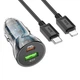 Автомобильное зарядное Hoco Z47A Transparent PD30W+QC3.0 Type-C to Lightning Прозрачный черный - изображение 1